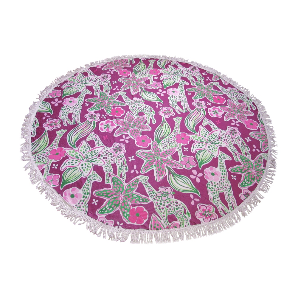 The Coral Palms® Premium Weight 60" Round Fringed Beach Towel - Spotted Ya! Collection - CLOSEOUT