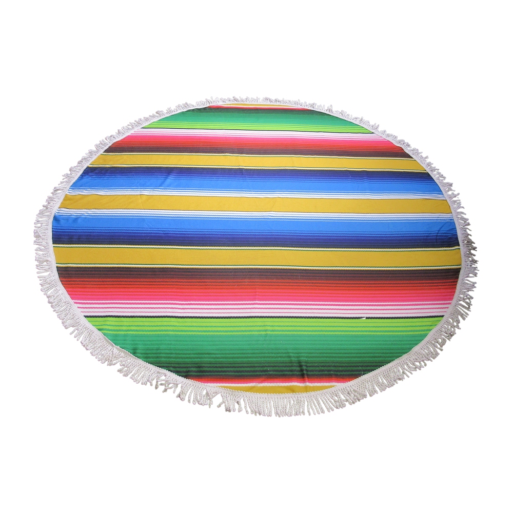 The Coral Palms® Premium Weight 60" Round Fringed Beach Towel - Serape Fiesta Collection - CLOSEOUT
