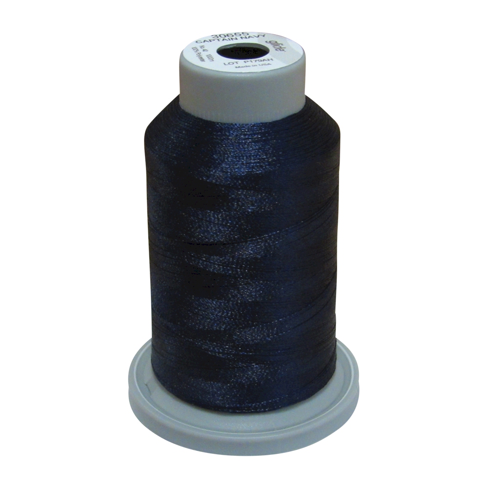 Glide Thread Trilobal Polyester No. 40 - 1000 Meter Spool - 30655 Captain Navy