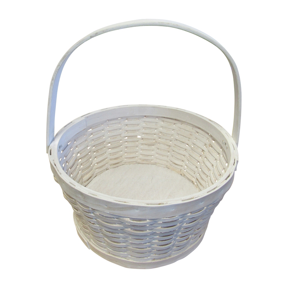 White Swing Handle Wooden Easter Basket