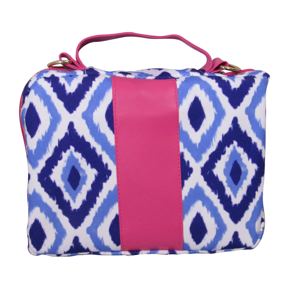 The Coral Palms® Crossbody Bible Cover Tote with Zipper Closure - Blue Ikat Ogee Collection - CLOSEOUT