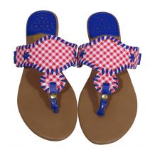 The Coral Palms® EasyStitch Stella Sandal with Royal Blue Accents - CLOSEOUT