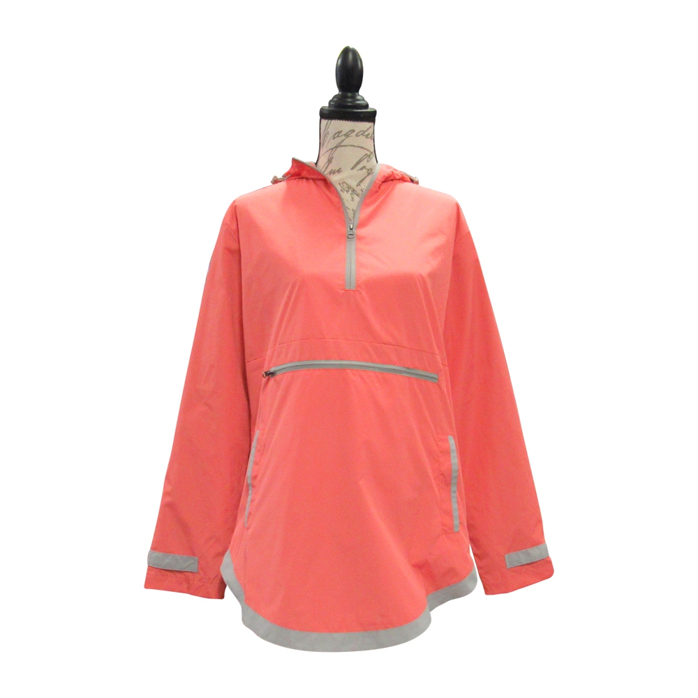 The Coral Palms® Tunic-Style UltraLite Pullover Packable Rain Jacket - CORAL - CLOSEOUT
