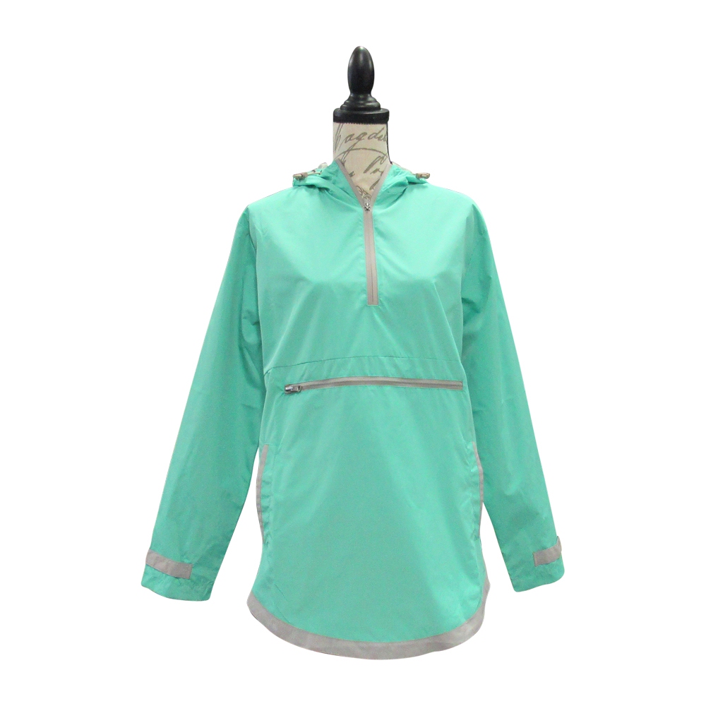 The Coral Palms Tunic Style UltraLite Pullover Packable Rain Jacket MINT CLOSEOUT