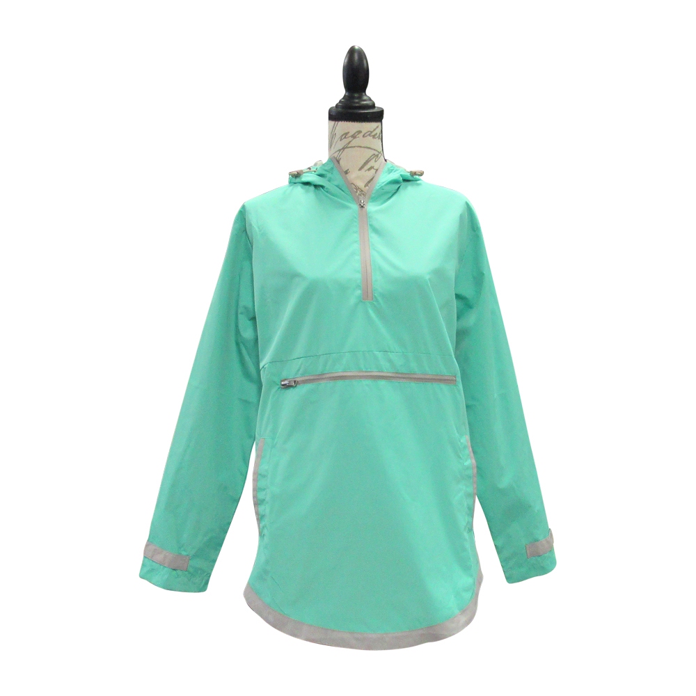 The Coral Palms® Tunic-Style UltraLite Pullover Packable Rain Jacket - MINT - CLOSEOUT