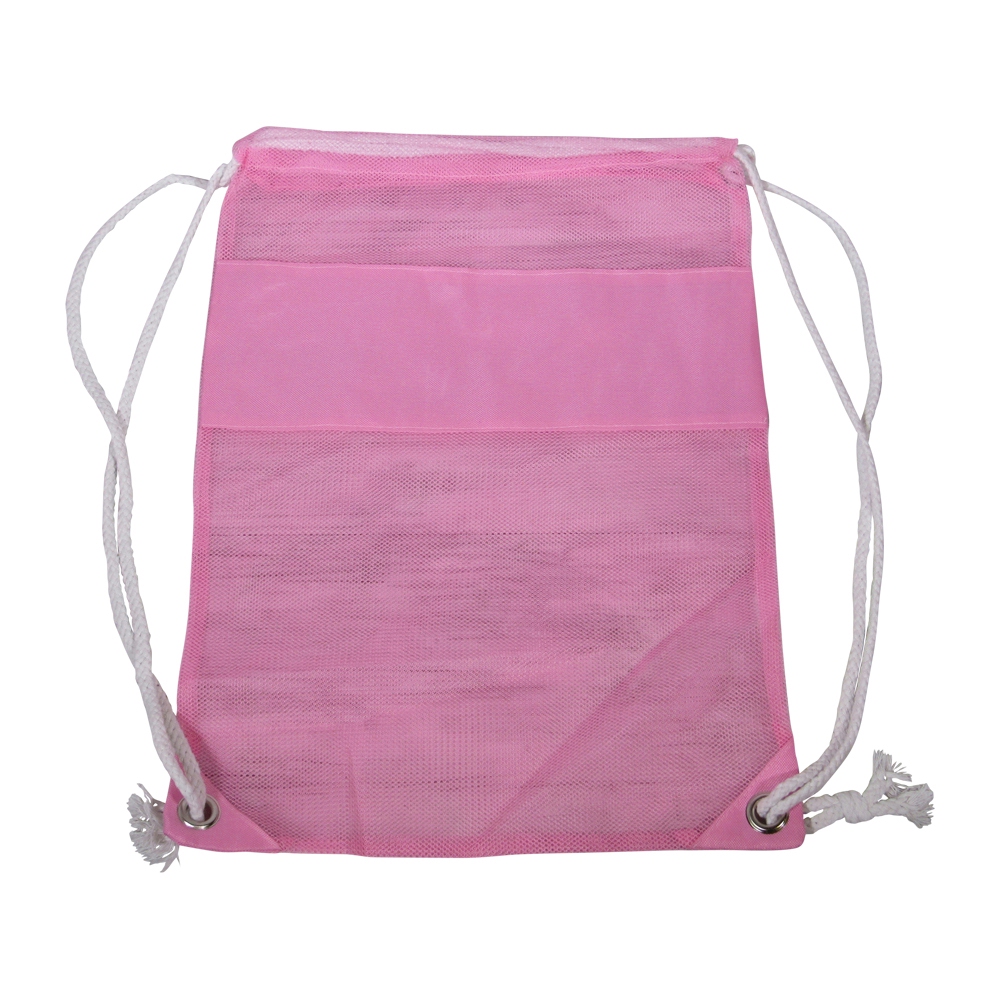 The Coral Palms® Beach and Pool Mesh Drawstring Pack - PINK - CLOSEOUT