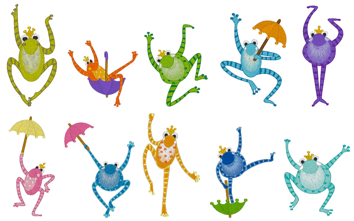 Freaky Frogs Mylar Embroidery Designs by Purely Gates Embroidery