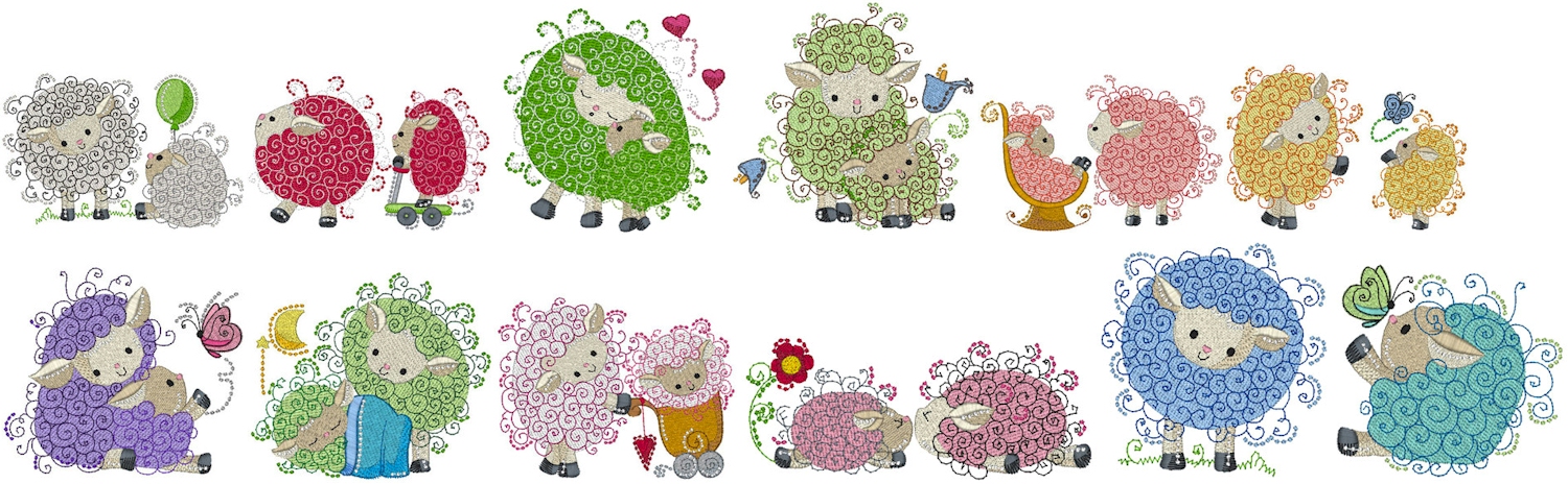 Swirly Curly Sheep Mylar Embroidery Designs by Purely Gates Embroidery