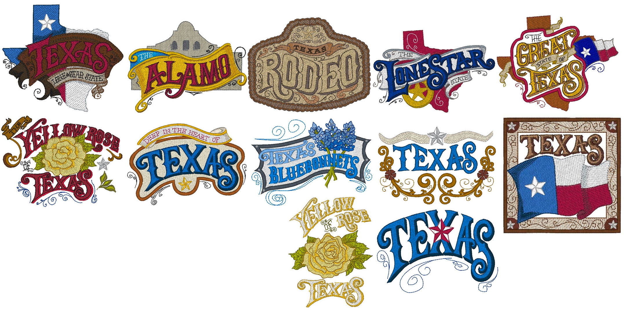 Texas 2 Mylar Embroidery Designs by Purely Gates Embroidery