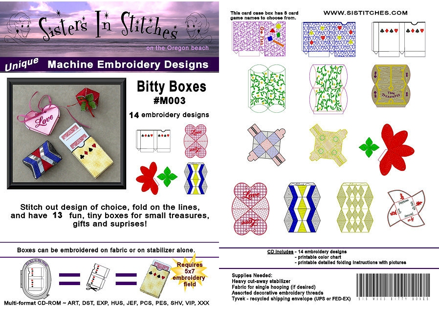 Bitty Boxes Embroidery Designs by Sisters in Stitches