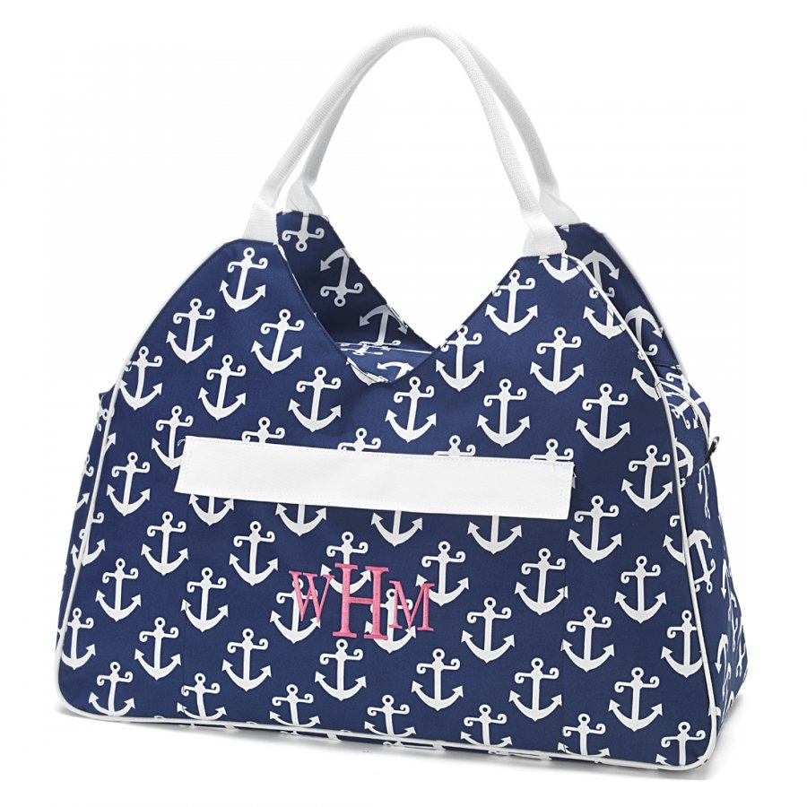 Beach and Pool Bag Embroidery Blanks - NAVY ANCHOR