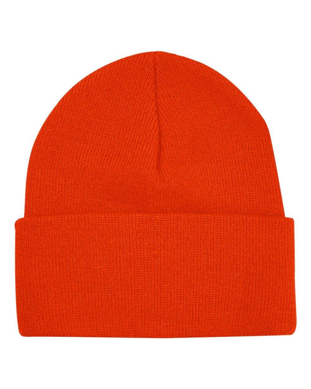 Bayside Made in the USA 12" Solid Knit Beanie Embroidery Blanks - BRIGHT ORANGE