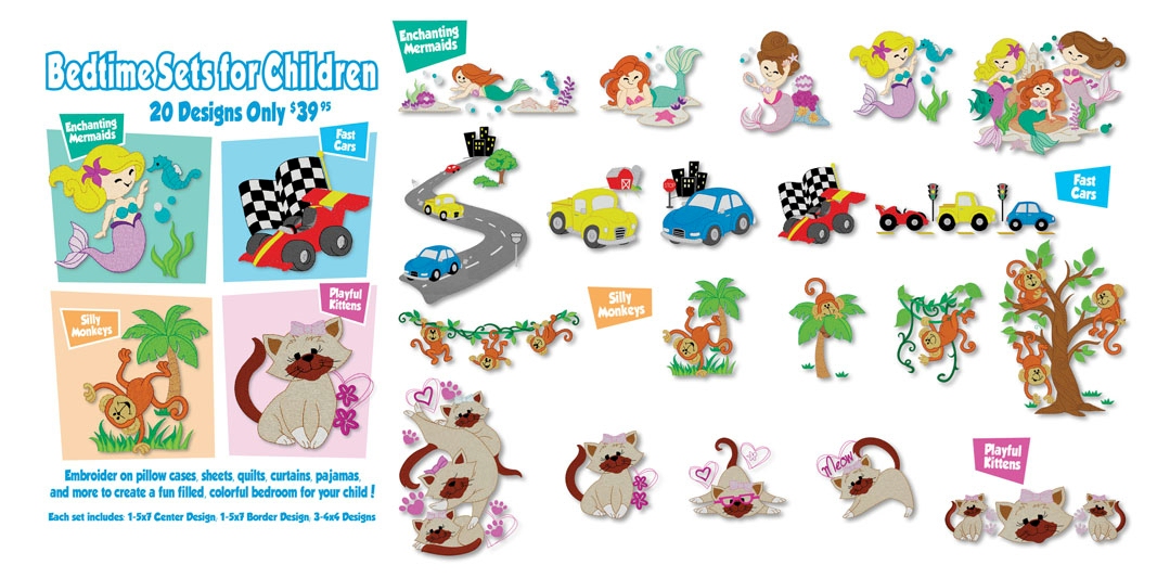 Bedtime Sets for Children Embroidery Designs by Dakota Collectibles on a CD-ROM 970613