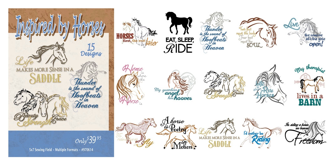 Inspired by Horses Embroidery Designs by Dakota Collectibles on a CD-ROM 970614