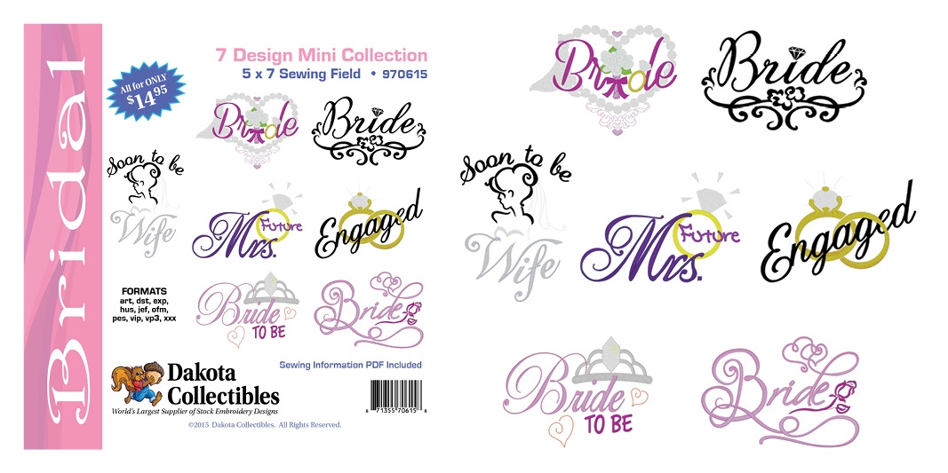 Bridal Mini Collection of Embroidery Designs by Dakota Collectibles on a CD-ROM 970615