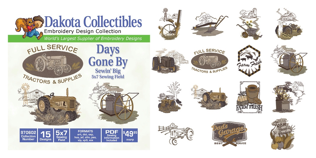 Days Gone By Embroidery Designs by Dakota Collectibles on a CD-ROM 970602