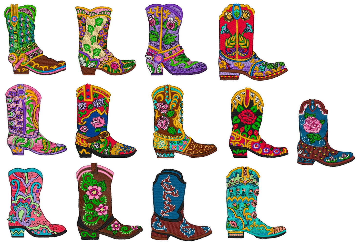Boots Mylar Embroidery Designs by Purely Gates Embroidery