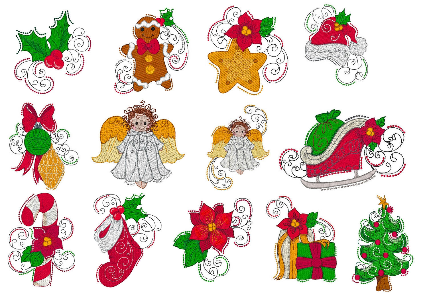 Christmas Time Mylar Embroidery Designs by Purely Gates Embroidery