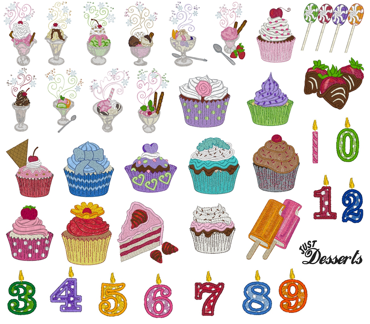 Just Desserts Mylar Embroidery Designs by Purely Gates Embroidery