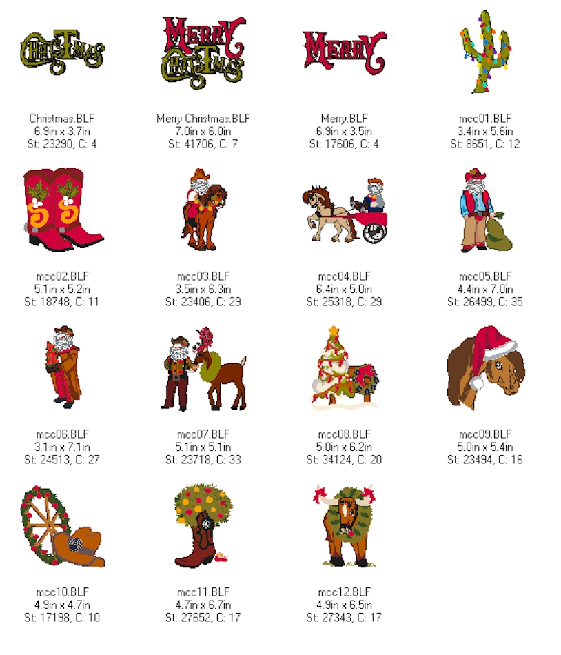 Cowboy Christmas Mylar Embroidery Designs by Purely Gates Embroidery