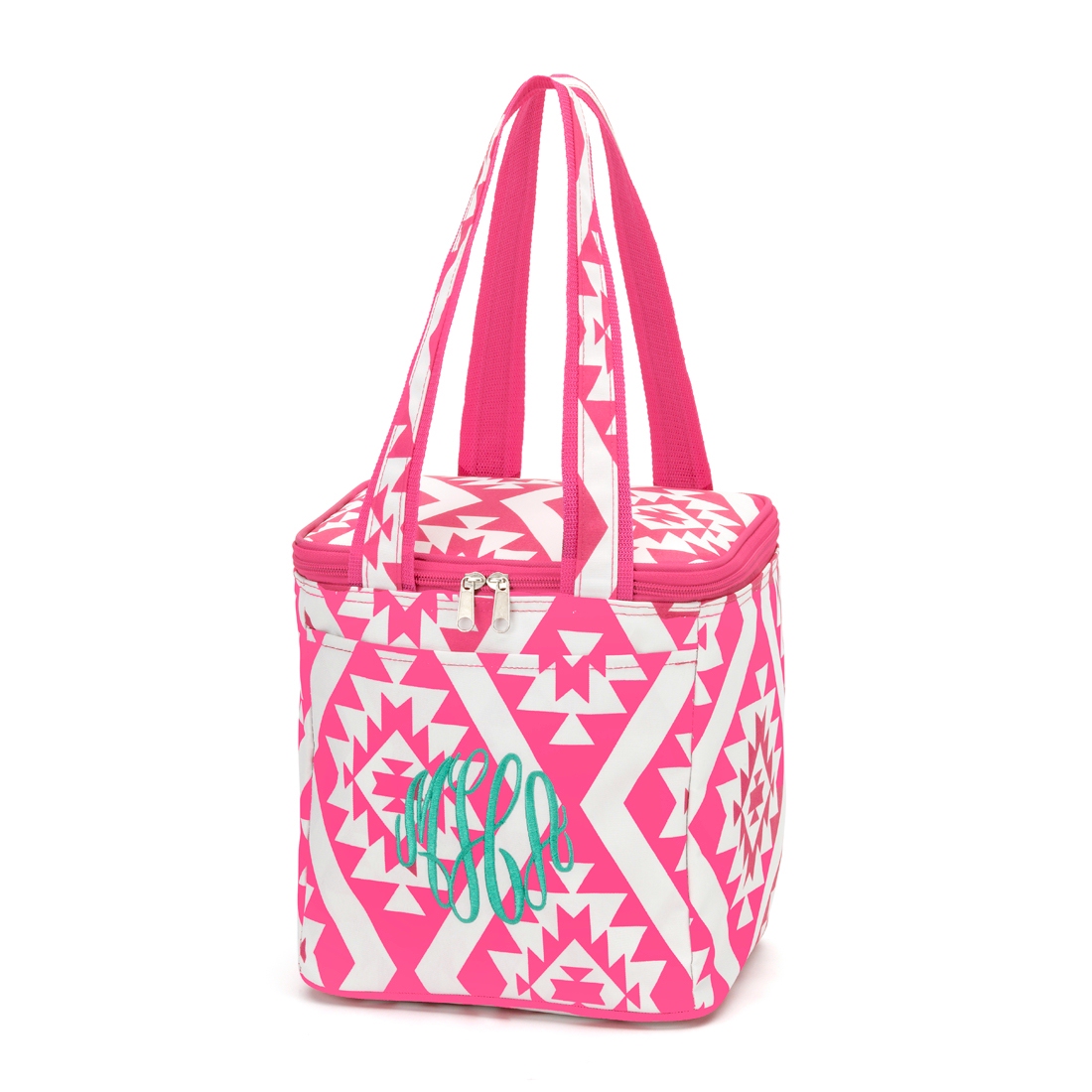 Cooler Tote Embroidery Blanks - PINK AZTEC - CLOSEOUT