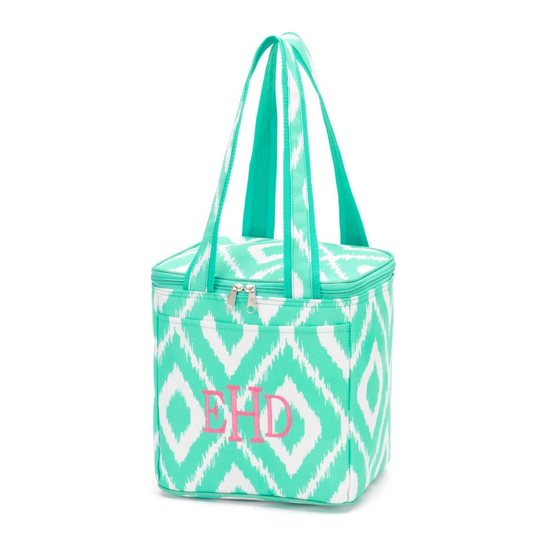 Cooler Tote Embroidery Blanks - MINT IKAT - CLOSEOUT