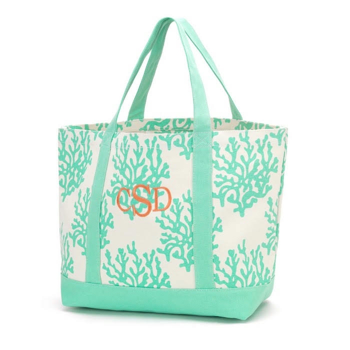 Coral Canvas Tote Bag Embroidery Blanks - MINT - CLOSEOUT