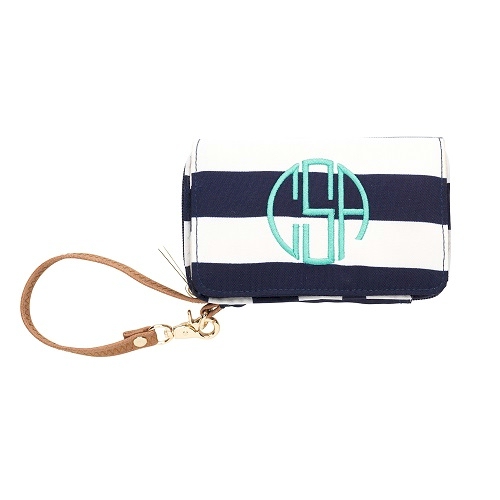 Sawyer Wristlet Embroidery Blank - NAVY STRIPE - CLOSEOUT