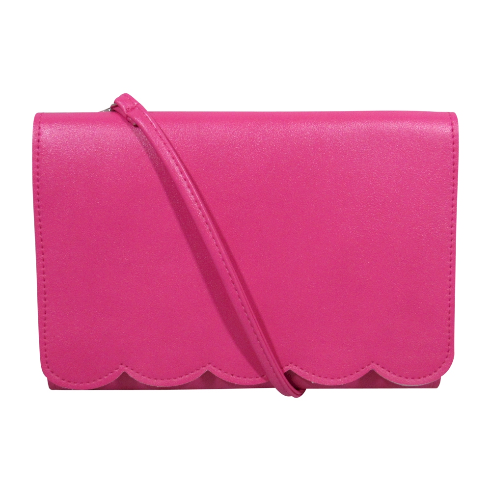 The Coral Palms® Skylar Scalloped Crossbody Convertible Clutch Purse - HOT PINK - CLOSEOUT