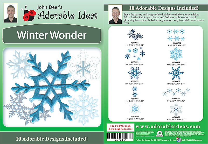 Winter Wonder Embroidery Designs by John Deer's Adorable Ideas - Multi-Format CD-ROM