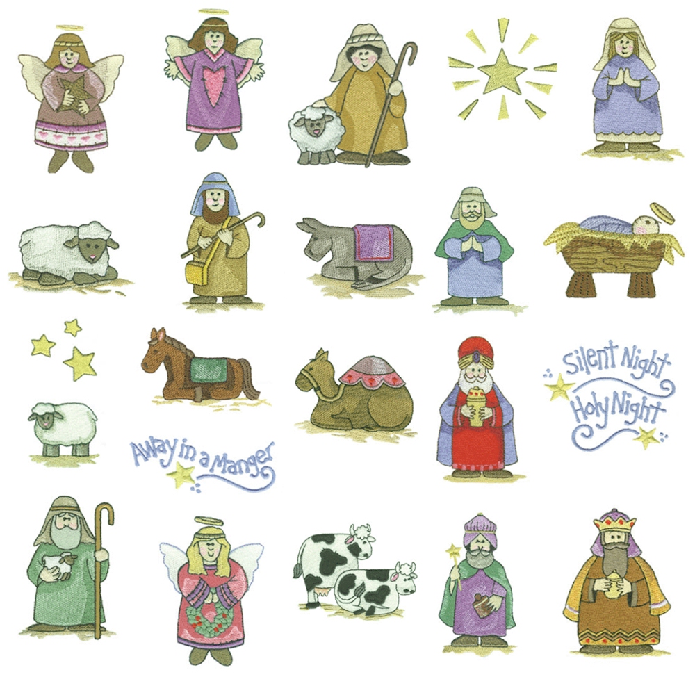 Nativity Embroidery Designs by Great Notions on a CD-ROM 110956