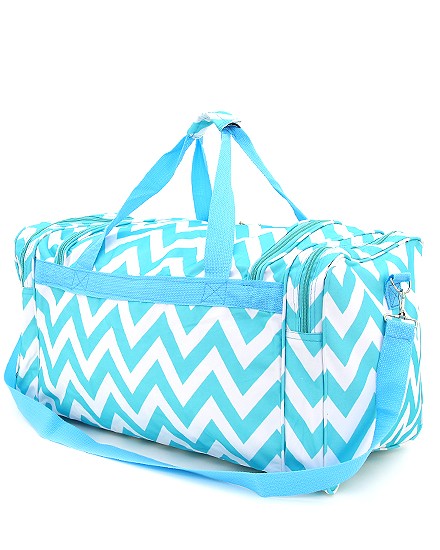 Chevron Duffel Bag Embroidery Blanks Aqua