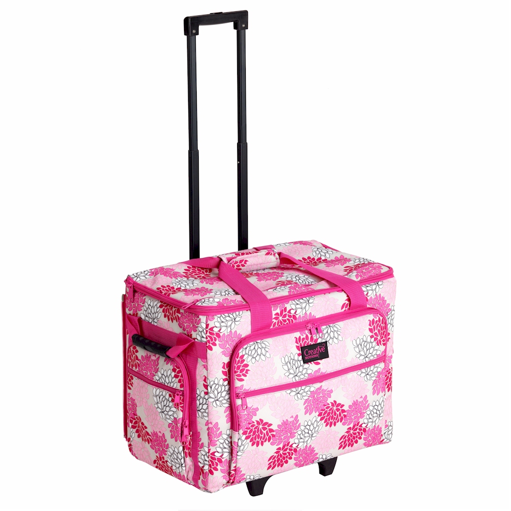 Sewing Machine Trolley by Creative Notions - PINK GRAY FLORAL PRINT