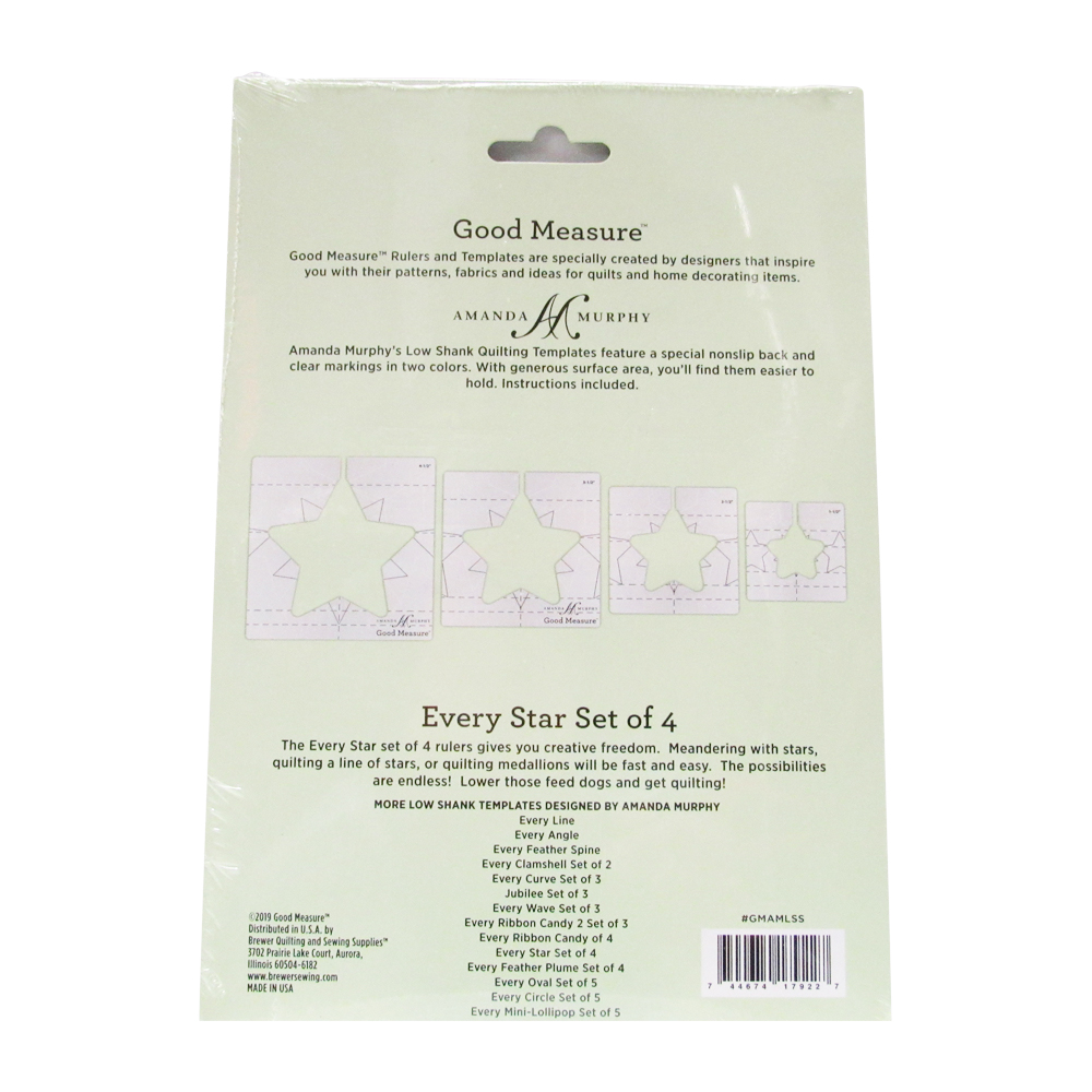 Every Star - Set of 4 Good Measure Low Shank Quilting Template Rulers by Amanda Murphy