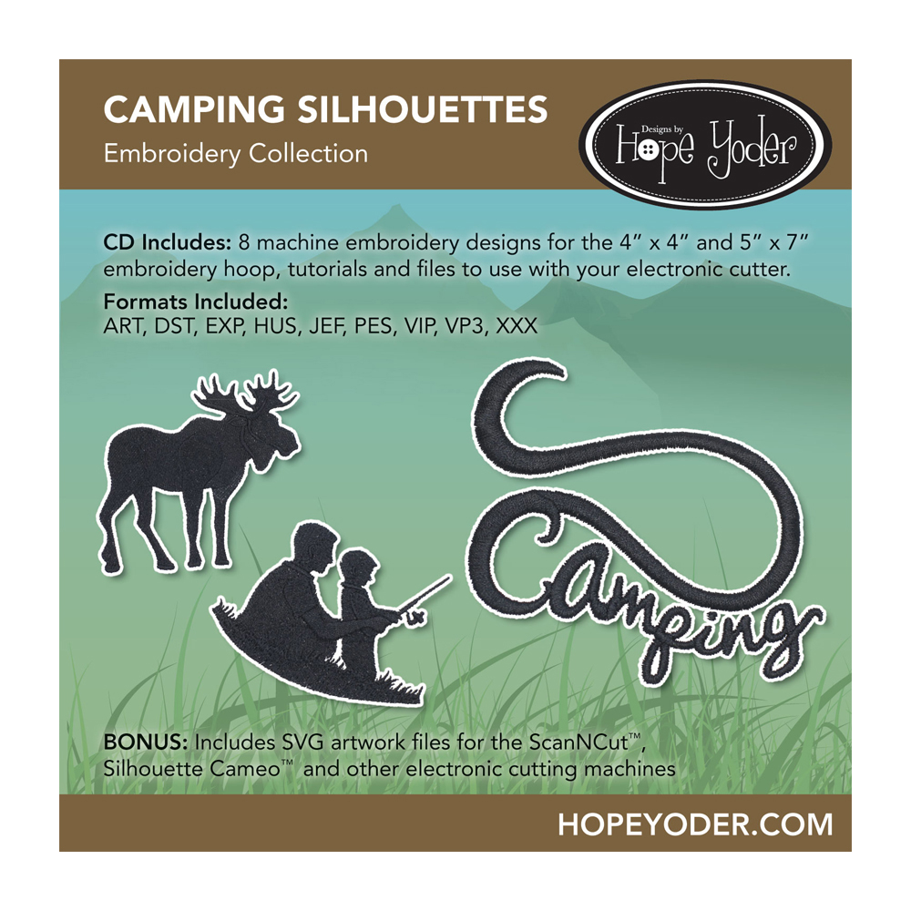 Camping Silhouettes Embroidery Design + SVG Collection CD-ROM by Hope Yoder