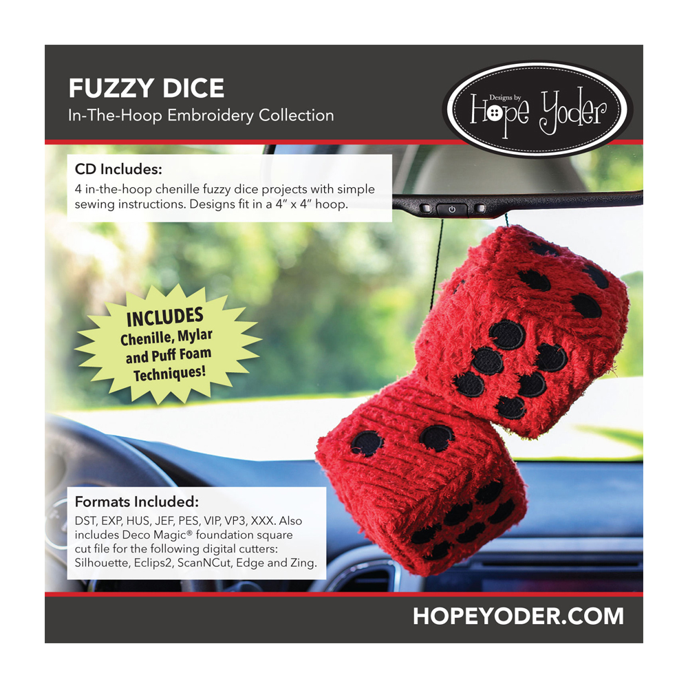 Fuzzy Dice Embroidery Design + SVG Collection CD-ROM by Hope Yoder