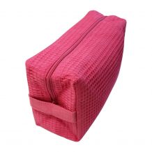 Large Cotton Waffle Cosmetic Bag Embroidery Blanks - FUCHSIA