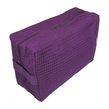 Large Cotton Waffle Cosmetic Bag Embroidery Blanks - PLUM