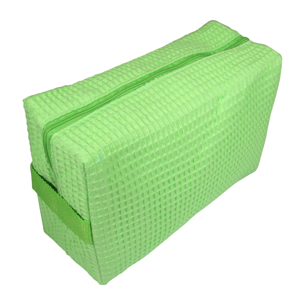 Large Cotton Waffle Cosmetic Bag Embroidery Blanks - LIME