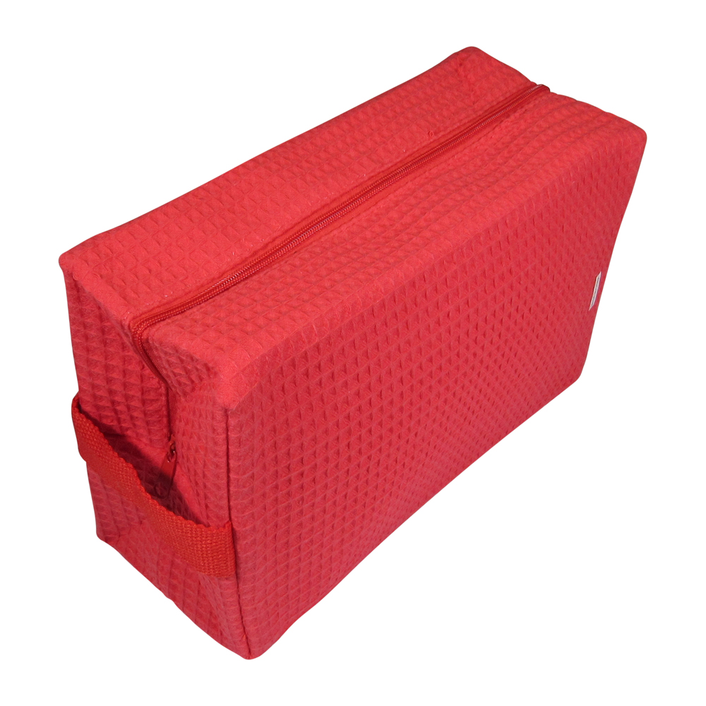 Large Cotton Waffle Cosmetic Bag Embroidery Blanks - RED