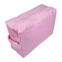 Large Cotton Waffle Cosmetic Bag Embroidery Blanks - PINK