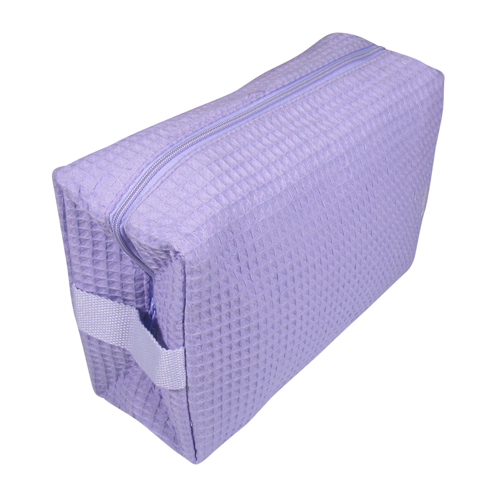 Large Cotton Waffle Cosmetic Bag Embroidery Blanks - LAVENDER