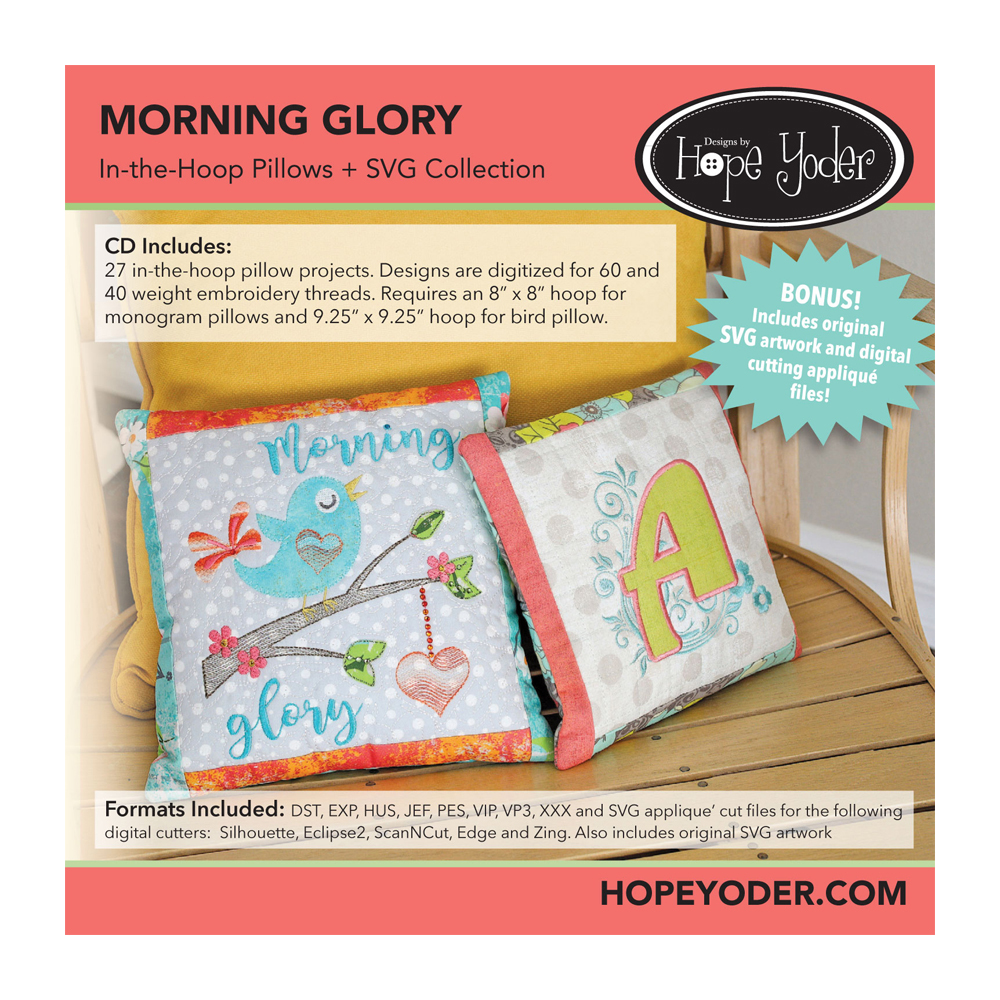 Morning Glory Embroidery Design + SVG Collection CD-ROM by Hope Yoder