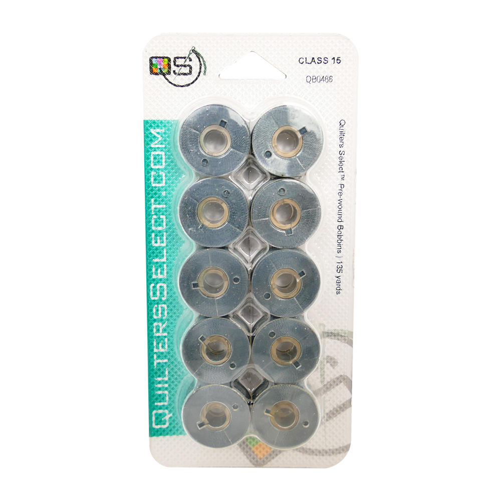 Quilters Select - Select Para Cotton Poly 80wt Thread Class 15 Pre-Wound Bobbins - 10/pack - Slate Gray