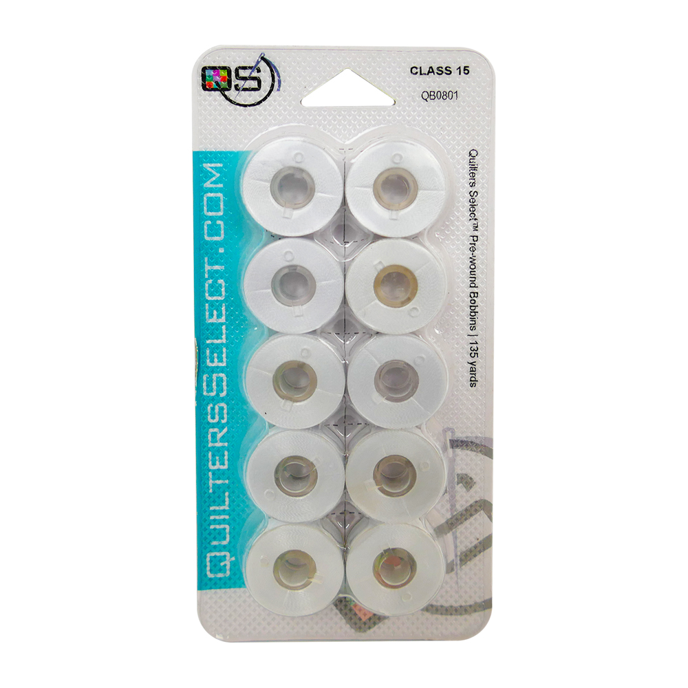 Quilters Select - Select Para Cotton Poly 80wt Thread Class 15 Pre-Wound Bobbins - 10/pack - Ice Cap
