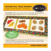 Quilted Fall Table Runner Embroidery Design + SVG Collection CD-ROM by Hope Yoder