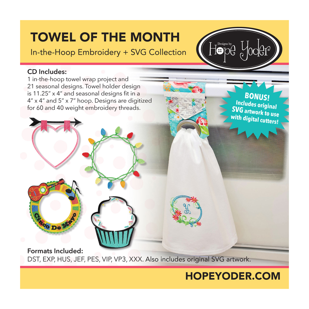 Download Towel Of The Month Embroidery Design Svg Collection Cd Rom By Hope Yoder