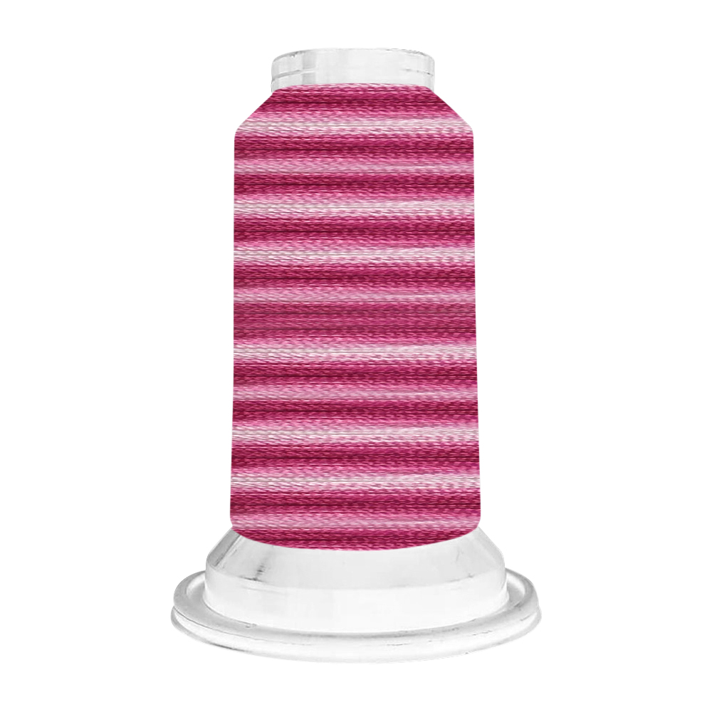 V28 Deep Pink Stripe - Floriani Variegated Rayon Embroidery Thread - 1000m Spool