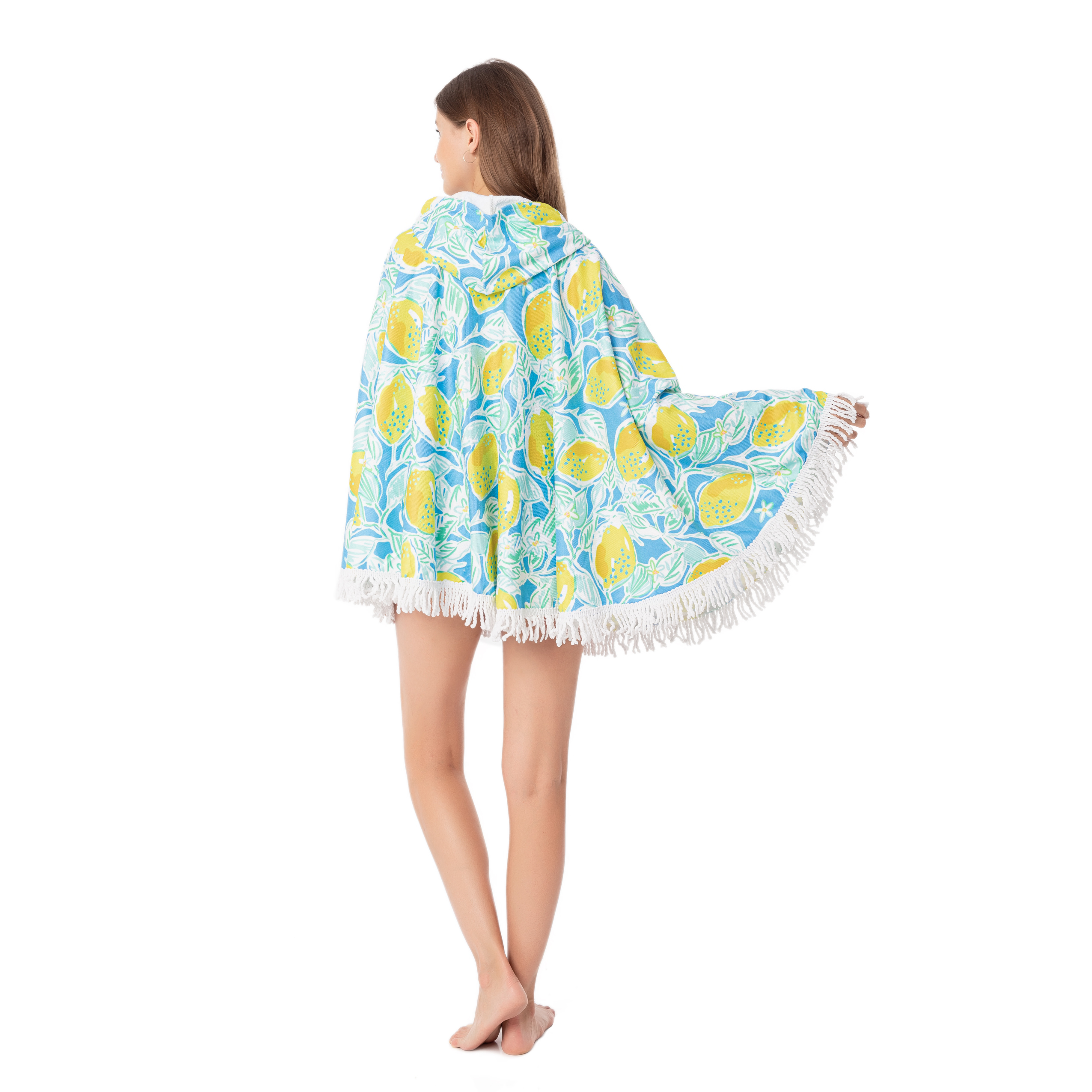 The Coral Palms® Towelcho Fringed Towel Poncho Swim Cover-Up - LEMONADE SPLASH