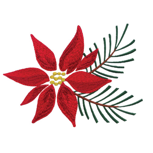 Poinsettias and Pine Boughs Embroidery Designs by Amazing Designs on a Multi-Format CD-ROM ADP-75J